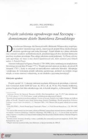 Projekt założenia ogrodowego nad Szeszupą - domniemane dzieło Stanisława Zawadzkiego