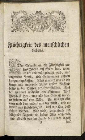 Flüchtigkeit des menschlichen Lebens.