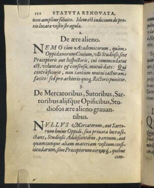 3. De Mercatoribus, Sutoribus, Sartoribus aliisque Opificibus, Studiosos aere aliena gravantibus.
