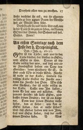 17-29, Am ersten Sonntage nach dem Feste der h. ...