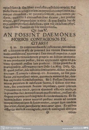 QU. jam V. AN POSSINT DAEMONES MORBOS CONTAGIOSES EX CITARE?