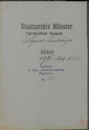 Anfall von Verlassenschaften der Reichsleute oder der unehelichen, von saynischen Müttern geborener Kinder an den gräflich-saynischen Fiskus