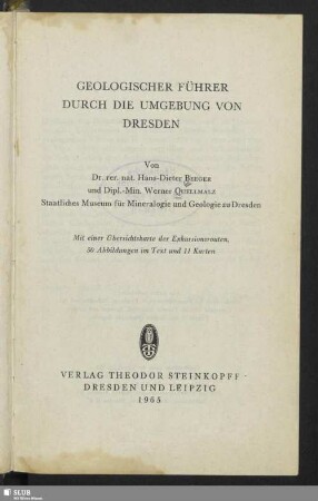 Geologischer Führer durch die Umgebung von Dresden