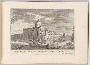 Veduta della chiesa e spiagia di San Nicolò di Castello (Die Kirche San Nicolò in Venedig, Bl. 29 der Folge "Le Fabriche, e Vedute di Venetia")