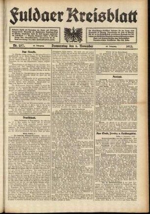 Erste Ausgabe vom Donnerstag, den 06. November 1913.