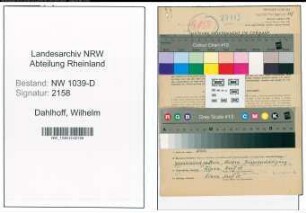 Entnazifizierung Wilhelm Dahlhoff , geb. 29.12.1912 (Angestellter)