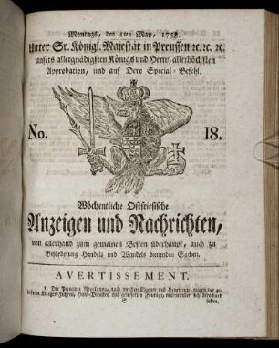 No. 18. Montags, den 1ten May, 1758.