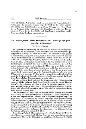 Das Psychogramm einer Schulklasse als Unterlage für pädagogische Maßnahmen