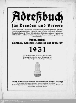 1931: Adreßbuch für Dresden und Vororte