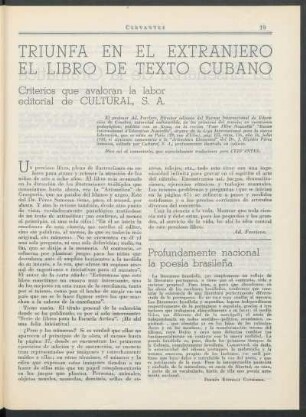 Profundamente nacional la poesía brasileña