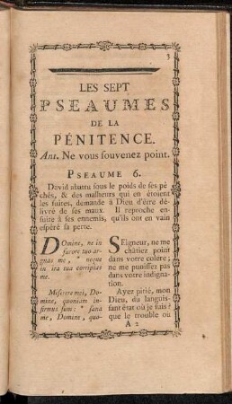 Les Sept Pseaumes de la Pénitence. Ant. Ne vous souvenez point. Pseaume 6. - Pseaume 142.