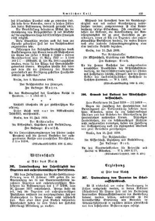 Unterbrechung der Lehrtätigkeit der Dozenten und außerplanmäßigen Professoren : [Wissenschaft] ; [Für das Reich] ; [Amtliche Erlasse] ; [Amtlicher Teil]