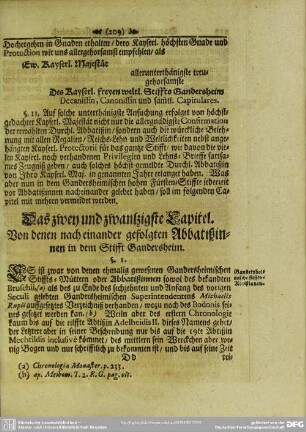 Das zwey und zwantzigste Capitel. Von denen nach einander gefolgten Abbatißinnen in dem Stifft Gandersheim