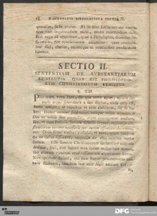 Sectio II. Sententiam De Svbstantiarvm Existentia Qvae Est Philosophorvm Christianorvm Exhibens.