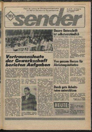 Betriebszeitung 'WF-Sender', Nr.43/1979 (3. Novemberausgabe 1979)