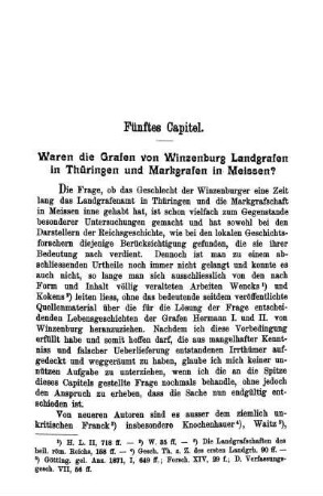 Fünftes Capitel. Waren die Grafen von Winzenburg Landgrafen in Thüringen und Markgrafen in Meissen?