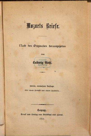 Mozarts Briefe : mit einem Porträt und einem Faksimile