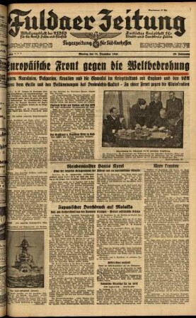 Ausgabe vom Montag, den 15. Dezember 1941.