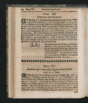 Num. XIII. Sententia interlocutoria.