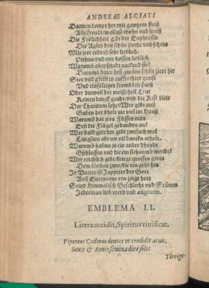 Emblema LI. Litera occidit, Spiritus viuificat.