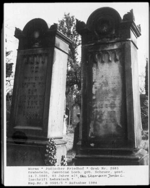 Grabstein von Jakobine Loeb, geborene Scheuer (+ 1885.07.14)