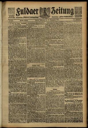 Erste Ausgabe vom Mittwoch, den 25. September 1912.