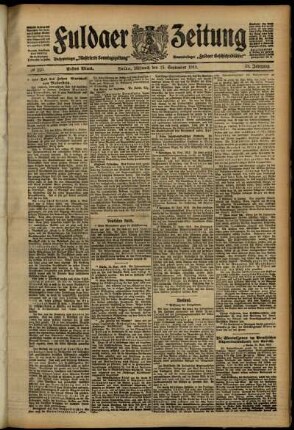 Erste Ausgabe vom Mittwoch, den 25. September 1912.