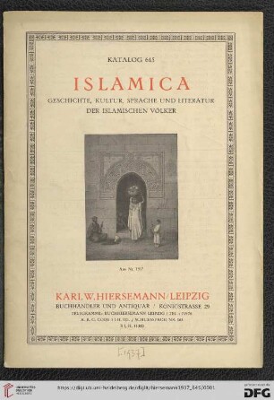 Nr. 645: Katalog: Islamica : Geschichte, Kultur, Sprache und Literatur der islamischen Völker
