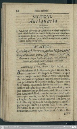 Sectio VI. Antiquaria