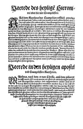 Vorrede in den heyligen apostel vnd Evanglisten Mattheum.