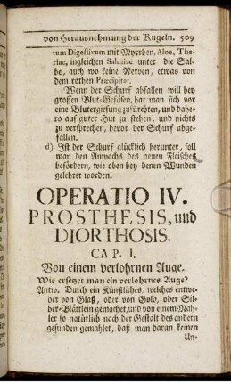 Operatio IV. Prosthesis, und Diorthosis.