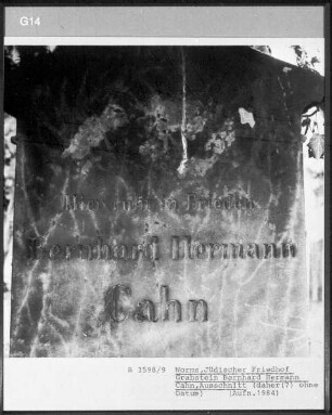Grabstein des Bernhard Hermann Cahn