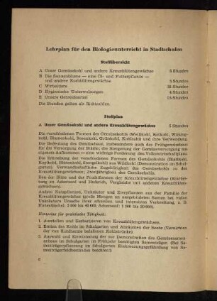 Lehrplan für den Biologieunterricht in Stadtschulen