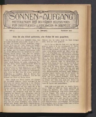 Heft 3. 20. Jahrgang. Dezember 1917