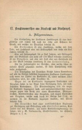 17. Beachtenswerthes aus Strafrecht und Strafprozeß