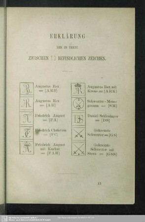 Erklärung der im Texte zwischen [ ] befindlichen Zeichen
