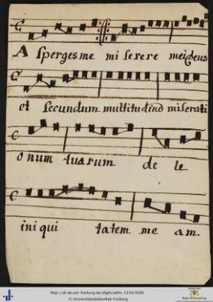 Lied "A sperges me miserere …" mit Noten.
