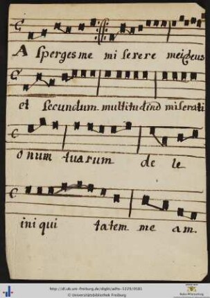 Lied "A sperges me miserere …" mit Noten.