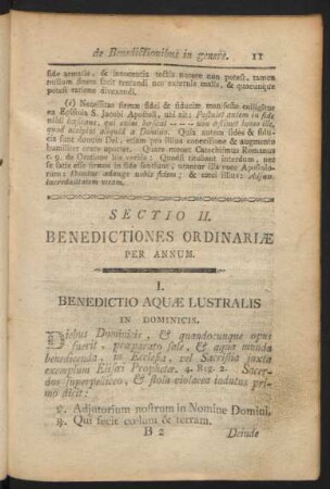 Sectio II. Benedictiones Ordinariae Per Annum