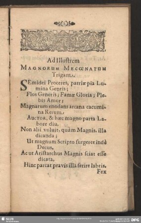 Ad Illustrem Magnorum Mec aenatum Trigam