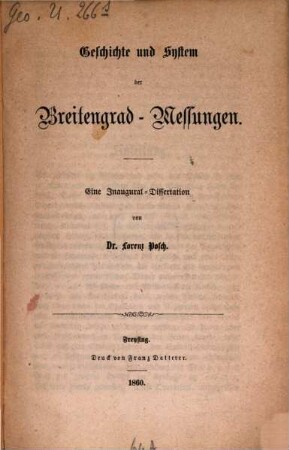 Geschichte und System der Breitengrad-Messungen : eine Inaugural-Dissertation