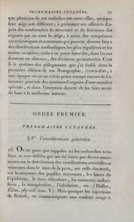Ordre premier. Phlegmasies cutanées