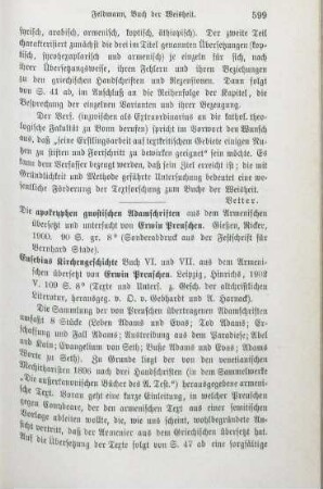 599-600 [Rezension] Preuschen, Erwin, Die apokryphen gnostischen Adamschriften