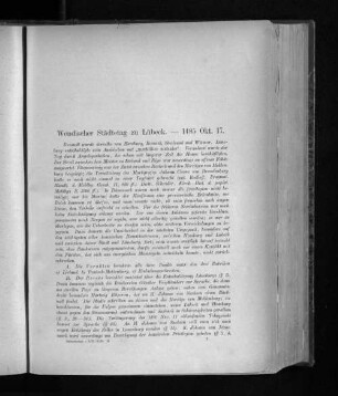Wendischer Städtetag zu Lübeck. - 1485 Okt. 17.
