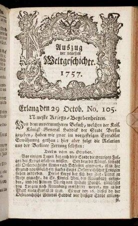 No. 105. Erlang den 29. Octob. 1757.