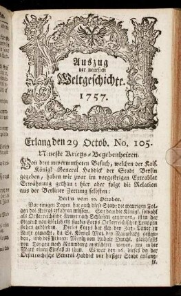 No. 105. Erlang den 29. Octob. 1757.