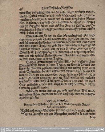 Der 63. Artickel. Betrug der Schichtmeister mit den Kuckussen aufm Retardat zuvorkommen.