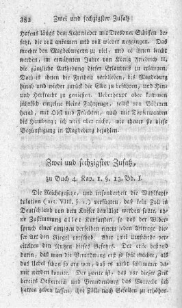 Zwei und sechzigster Zusatz, zu Buch 4. Kap. 1. §. 13. Bd. 1.