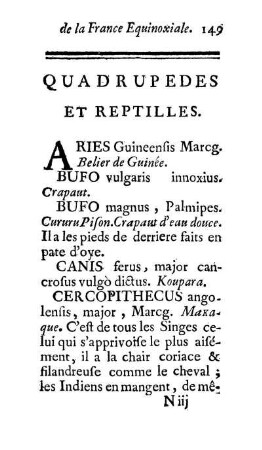 Quadrupedes et Reptilles