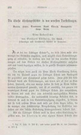 492-531 Die älteste Kirchengeschichte in den neuesten Darstellungen : eine Uebersicht